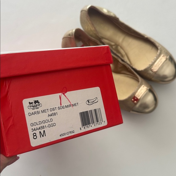 Coach Darsi Dusted Suede Mirror Metallic Gold Flats - Picture 5 of 5